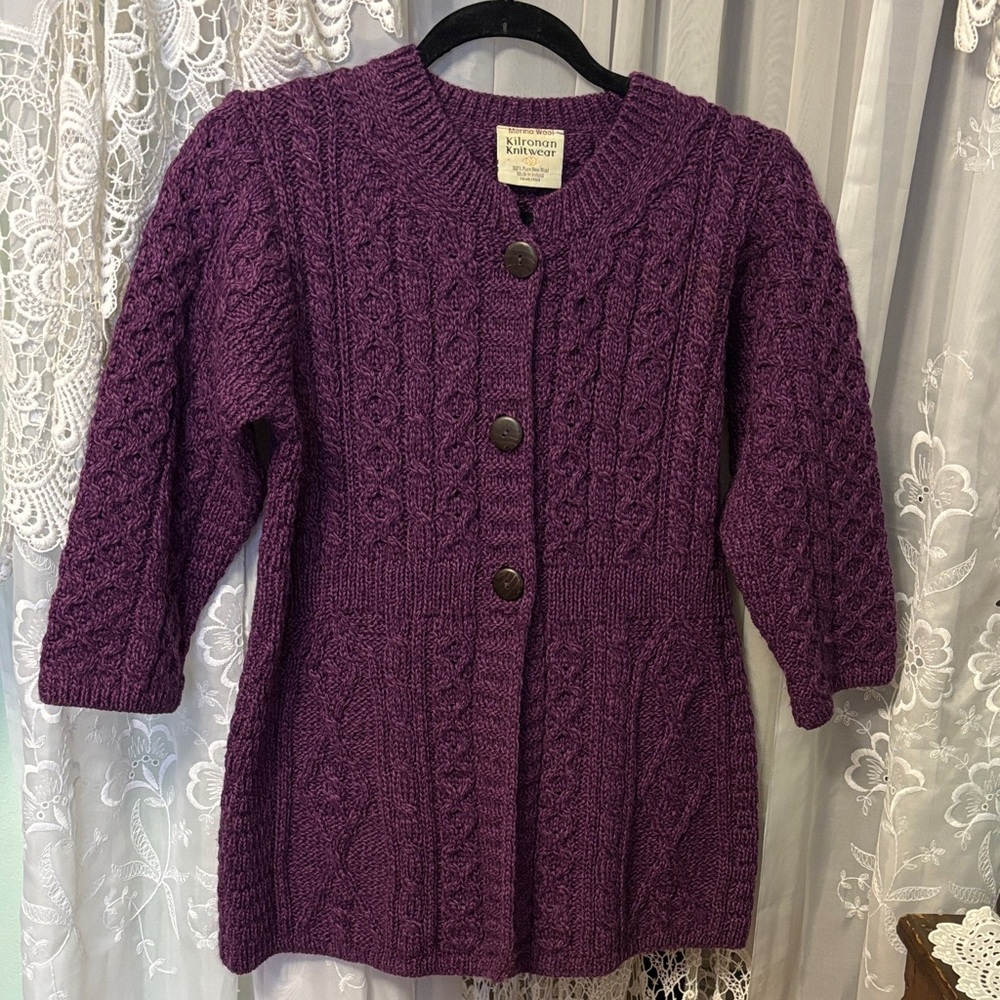 Kilronan Knitwear Ireland Merino Wool Cardigan Women’s Sz XS-S
